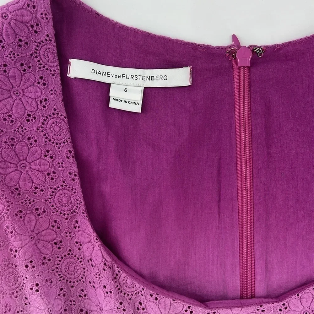 Diane Von Furstenberg dress eyelet flare‎ Jeannie Ombre feminine romantic cotton